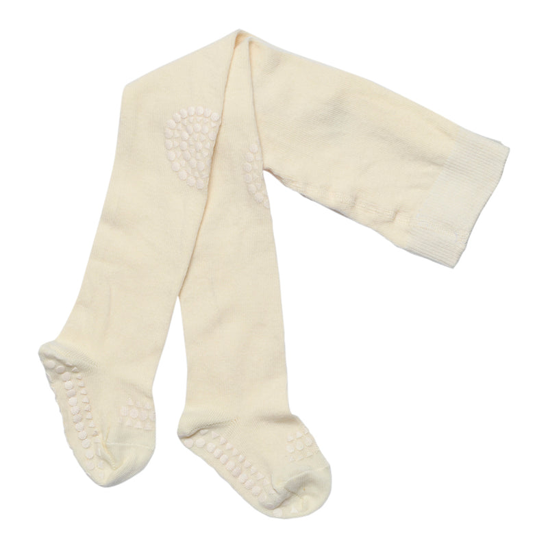 Non slip crawling tights with grip for babies and toddlers in Bamboo - Off White