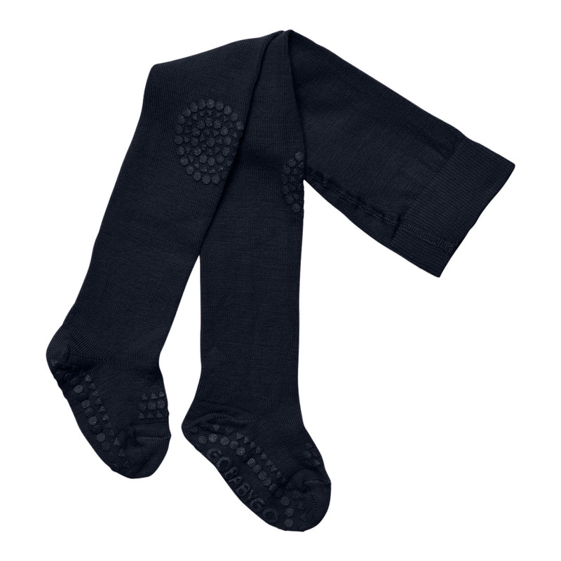 Non slip crawling tights with grip for babies and toddlers in Bamboo - Navy Blue