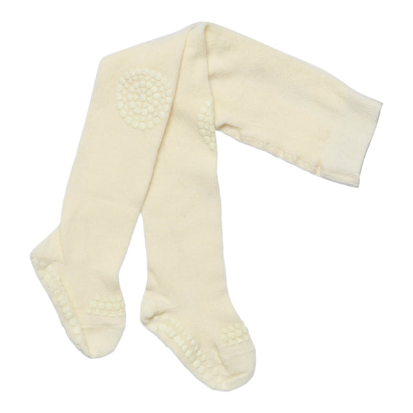 Non slip crawling tights with grip for babies and toddlers in Merino Wool - Snowflake