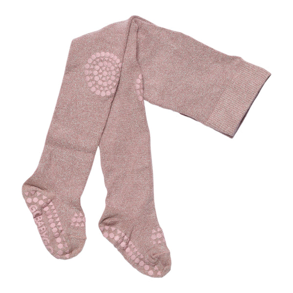 Non slip crawling tights with grip for babies and toddlers in Bamboo - Iavender Glitter