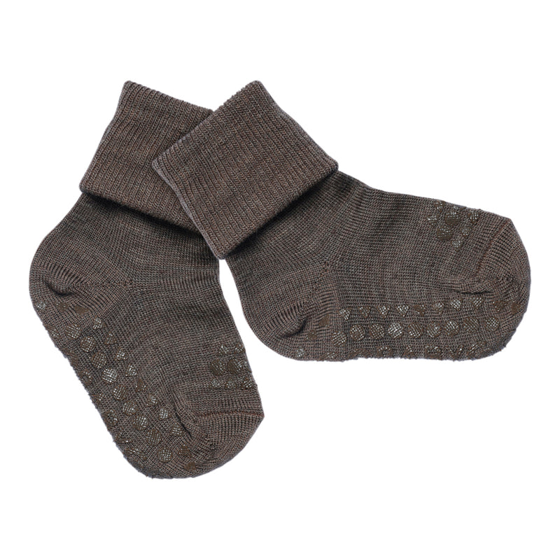 Non-Slip Grip Socks - Merino Wool - Chestnut