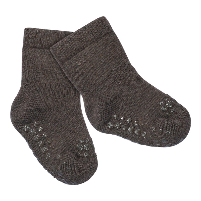 Non-Slip Grip Socks - Organic terry cotton - Chocolate