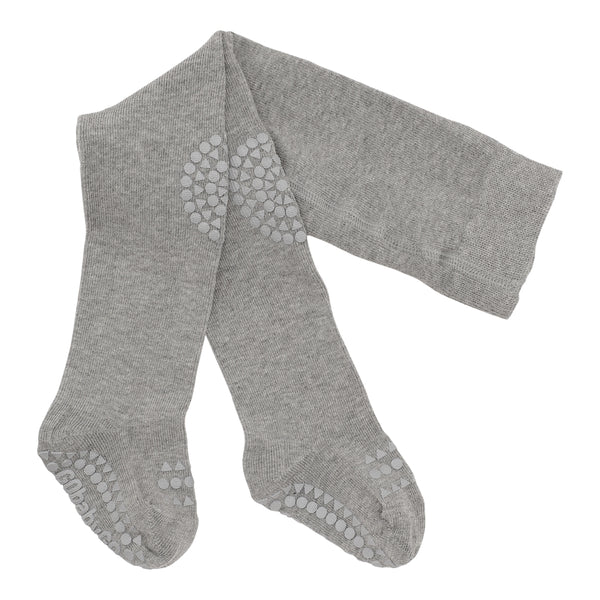 Non slip crawling tights with grip for babies and toddlers in Bamboo - Grey Melange